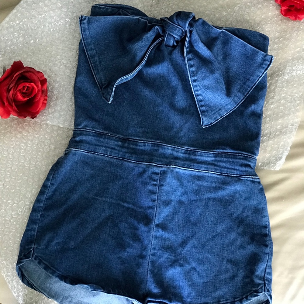 Big Bow Jean Romper